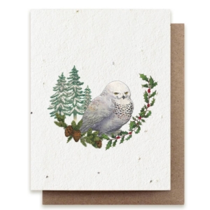 Winter Snowy Owl Plantable Herb Seed Card