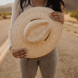 Western Cowgirl Palm Leaf Hats with Chin Straps
