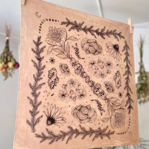 Bandana | Herbs of Protection | Tea-Dyed