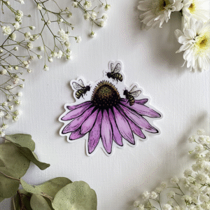 Echinacea + Bees Sticker