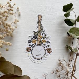 Banjo Flowers Sticker